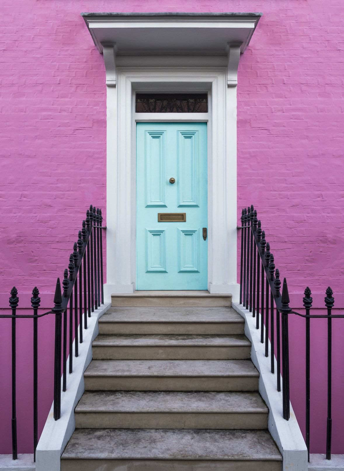 neo mint green coloured front door